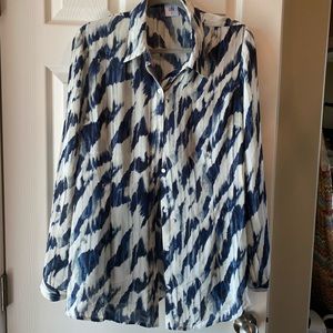 CAbi xl blue white top sz XL
